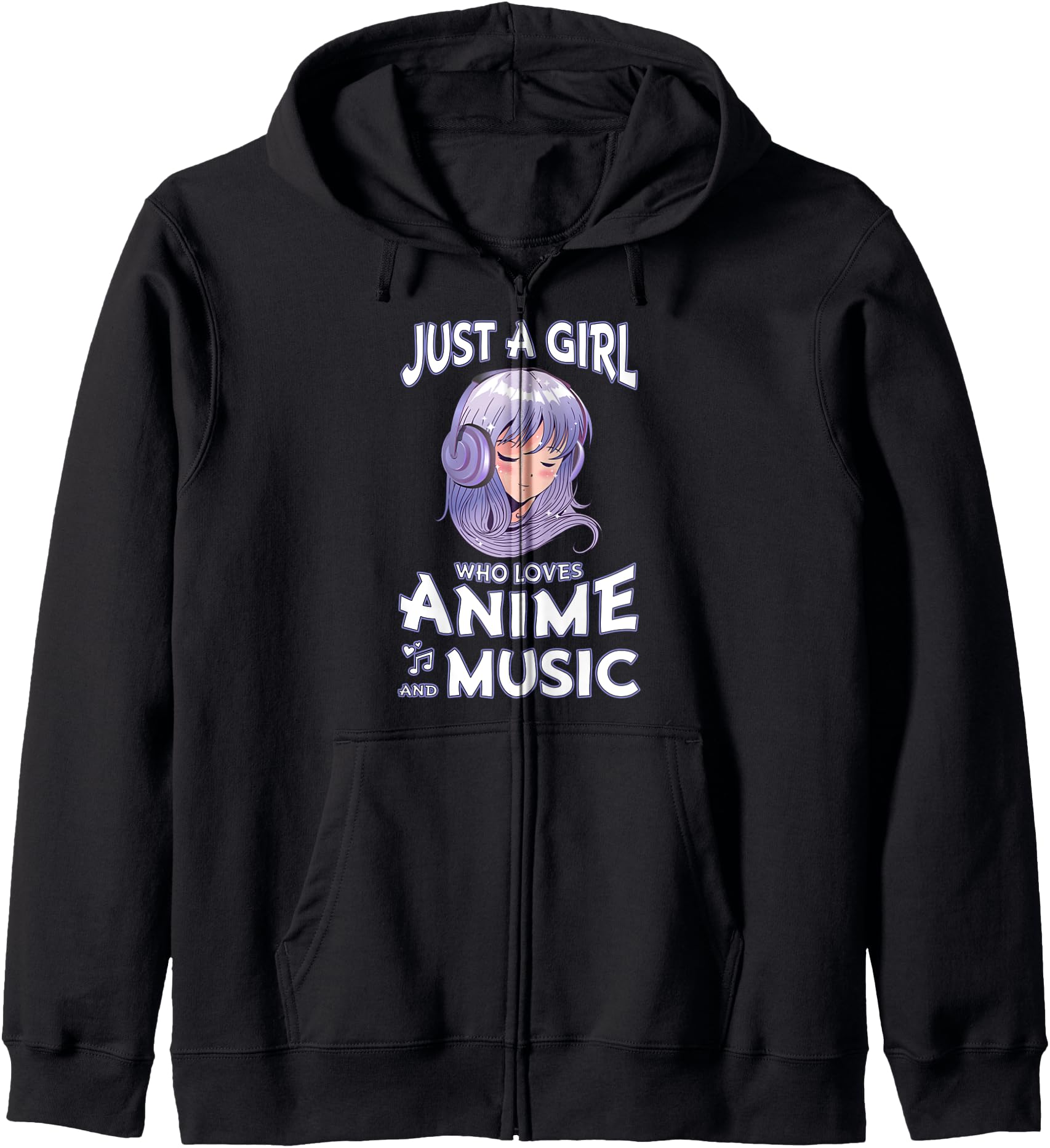 Just A Girl Who Loves Anime and Music Teen Girls Anime Merch Hoodie