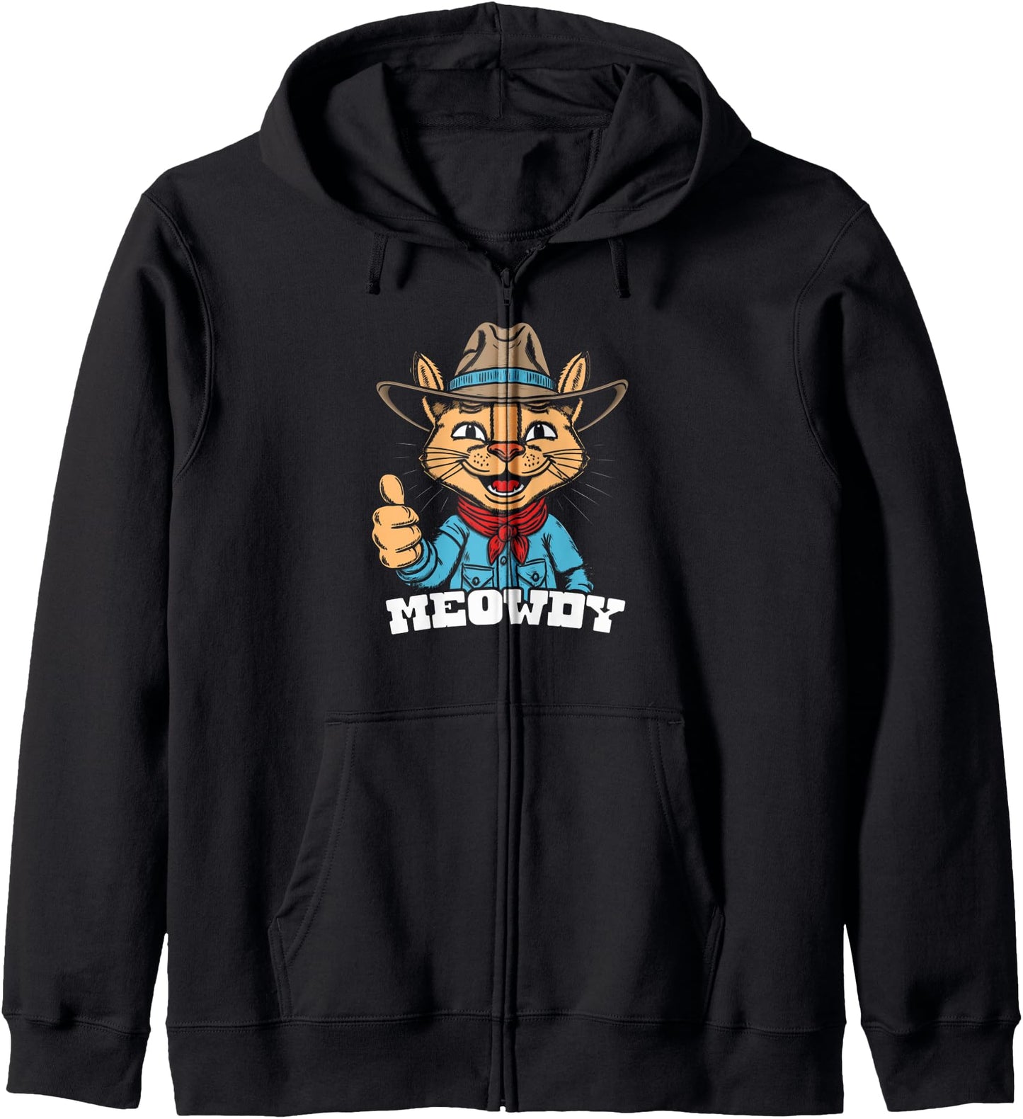Meowdy! Funny Country Music Cat Cowboy Hat Vintage 80s anima Hoodie