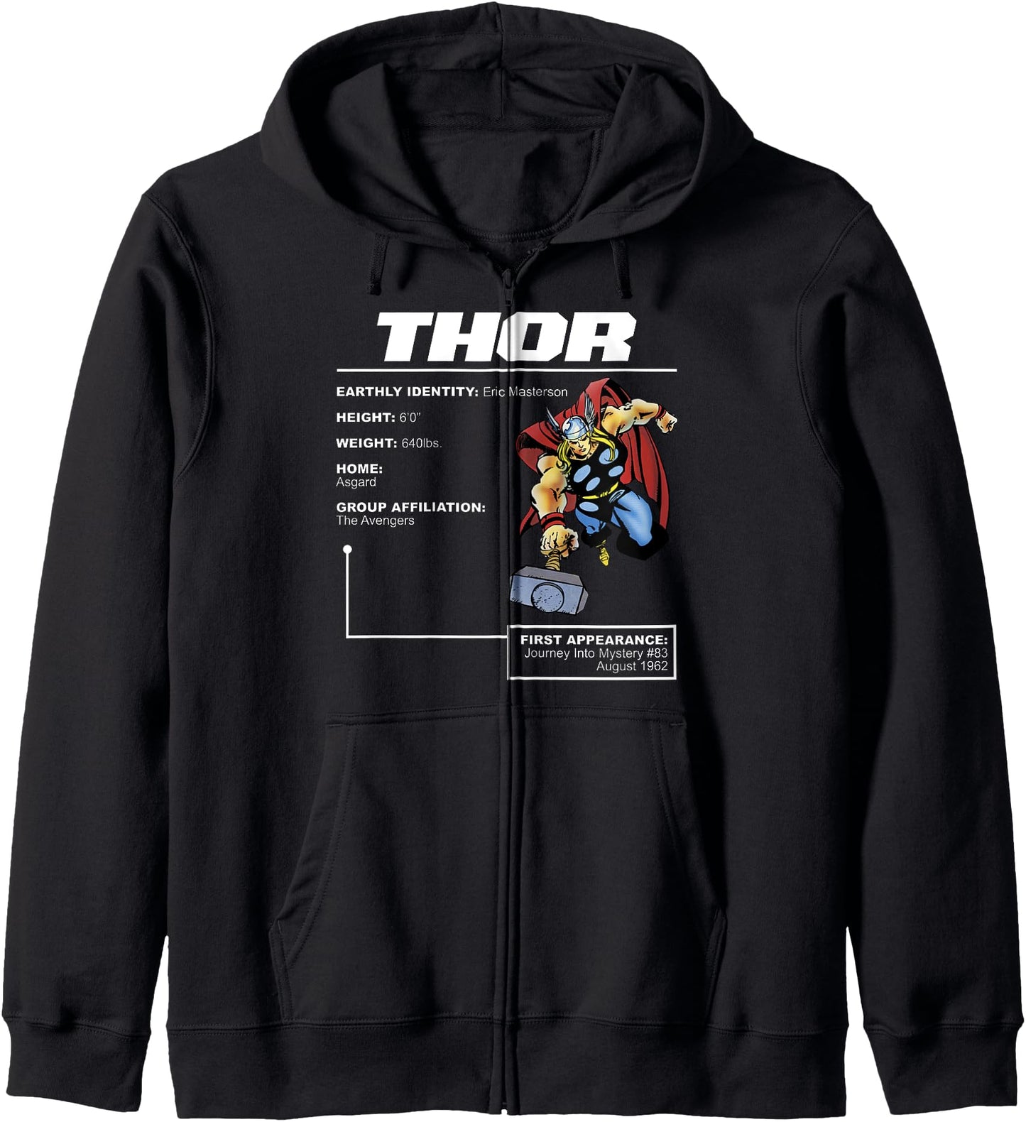 Marvel Thor Stats Poster Zip Hoodie