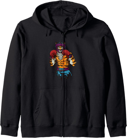Cartoon Tiger Superhero Vibrant Character For Adults Zip Hoodie