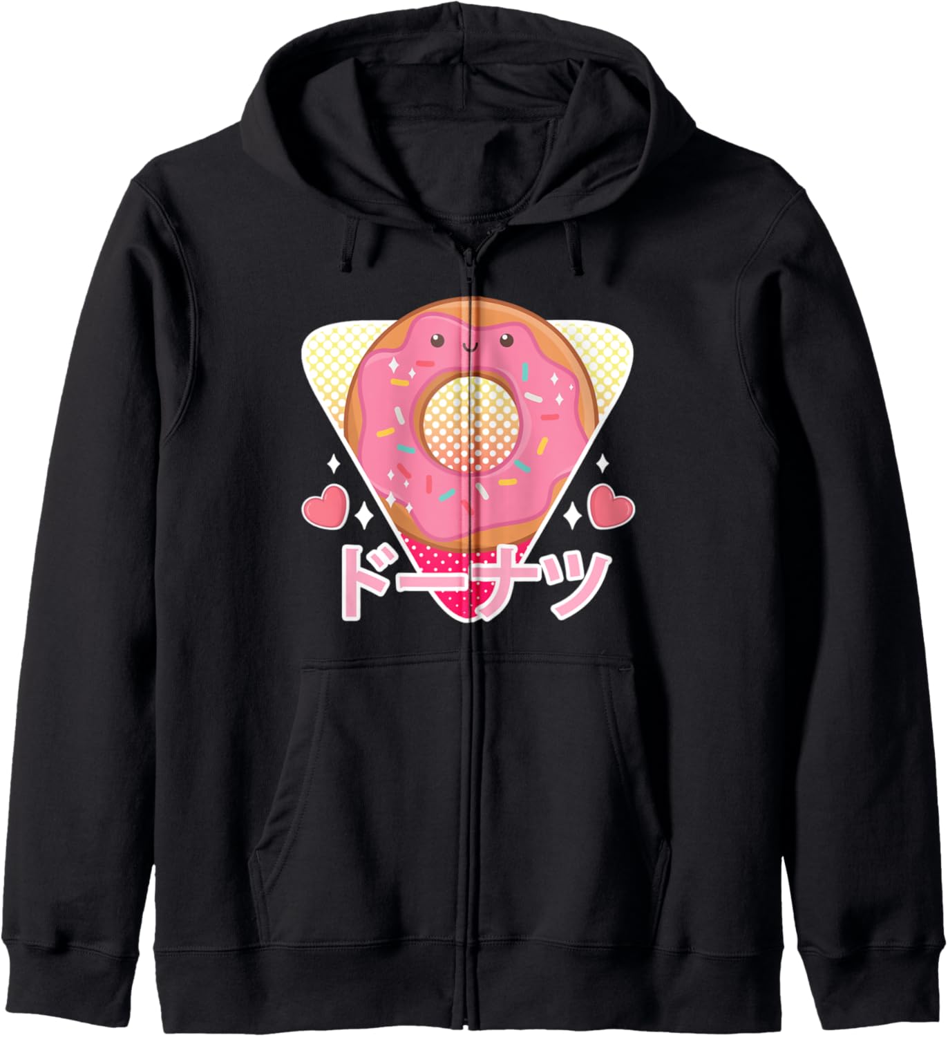 Funny Retro 90s Japanese Kawaii Donut Anime Zip Hoodie