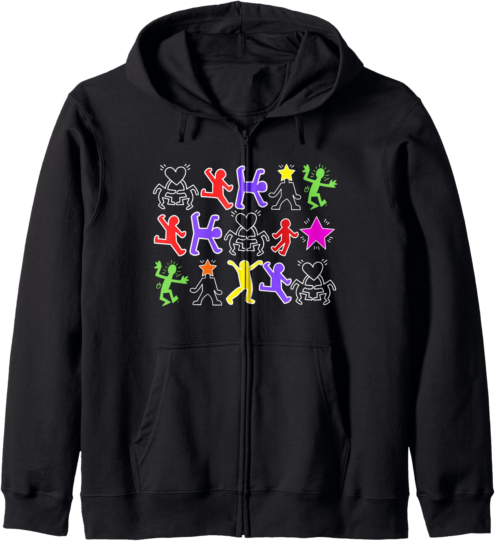 Keith Bright Wallpaper Lithograph Cartoon, Bold Grafitti Art Zip Hoodie
