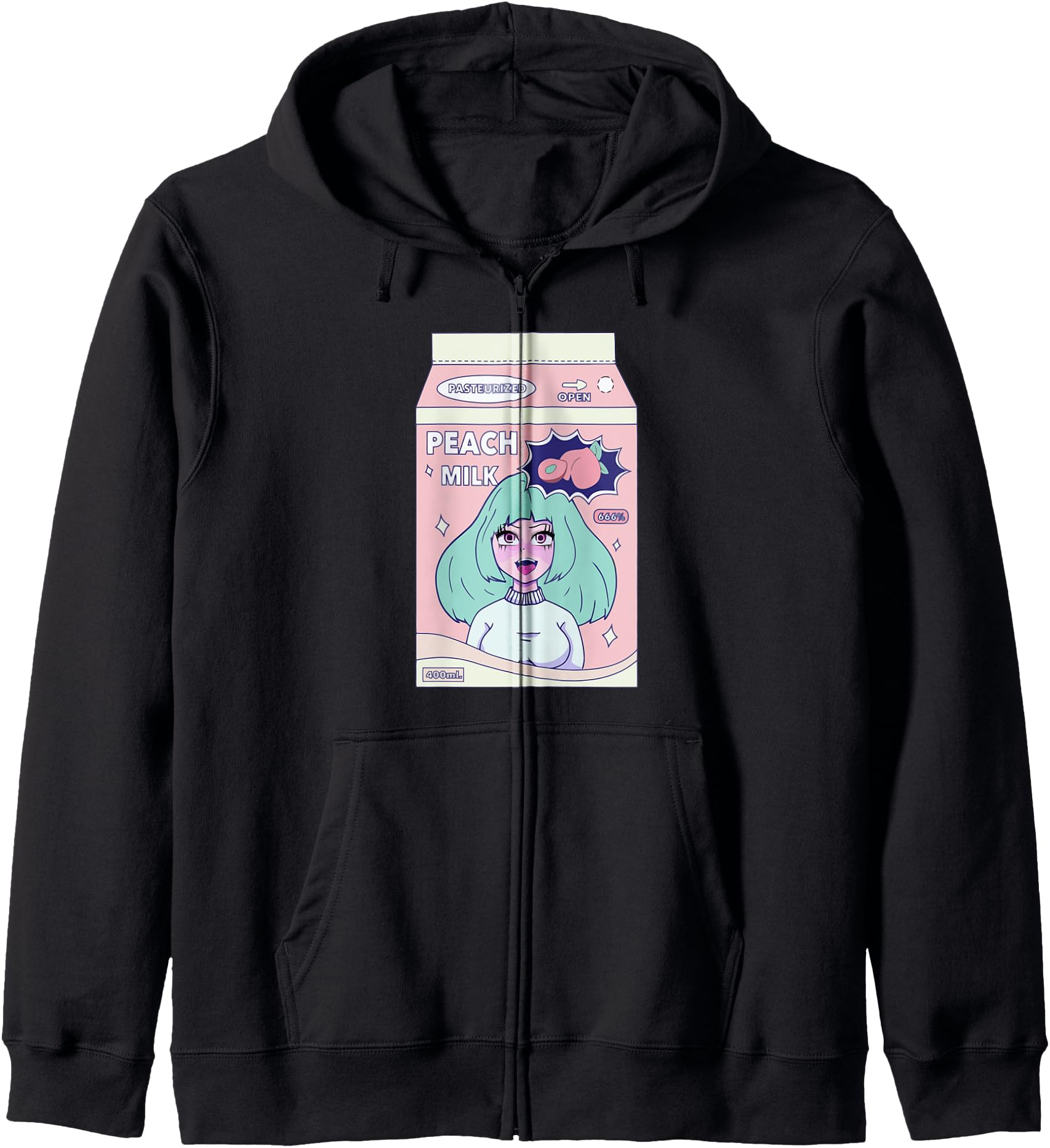 90s Japanese Kawaii Peach Milk Juice Aesthetic anime girl Hoodie
