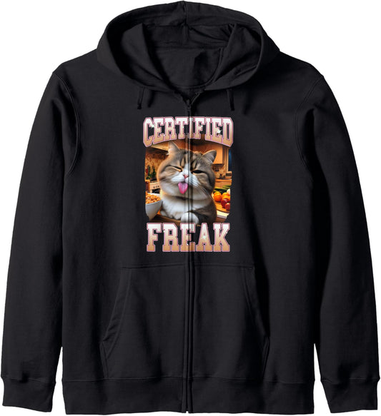 Cat Lover Cat Mom Cat Mama Cat Meme Certificated A Freak Zip Hoodie