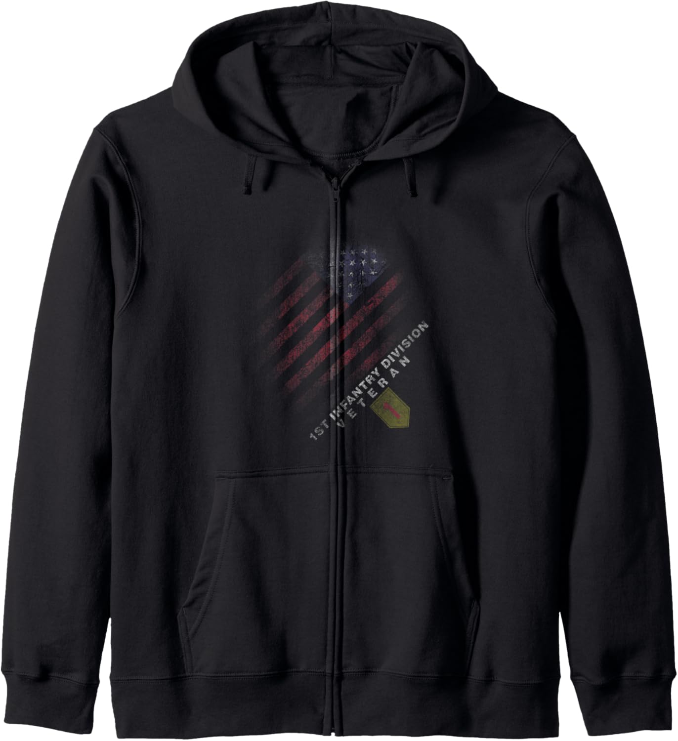 1st Infantry Division Veteran American Flag Veteran Day Xmas Zip Hoodie