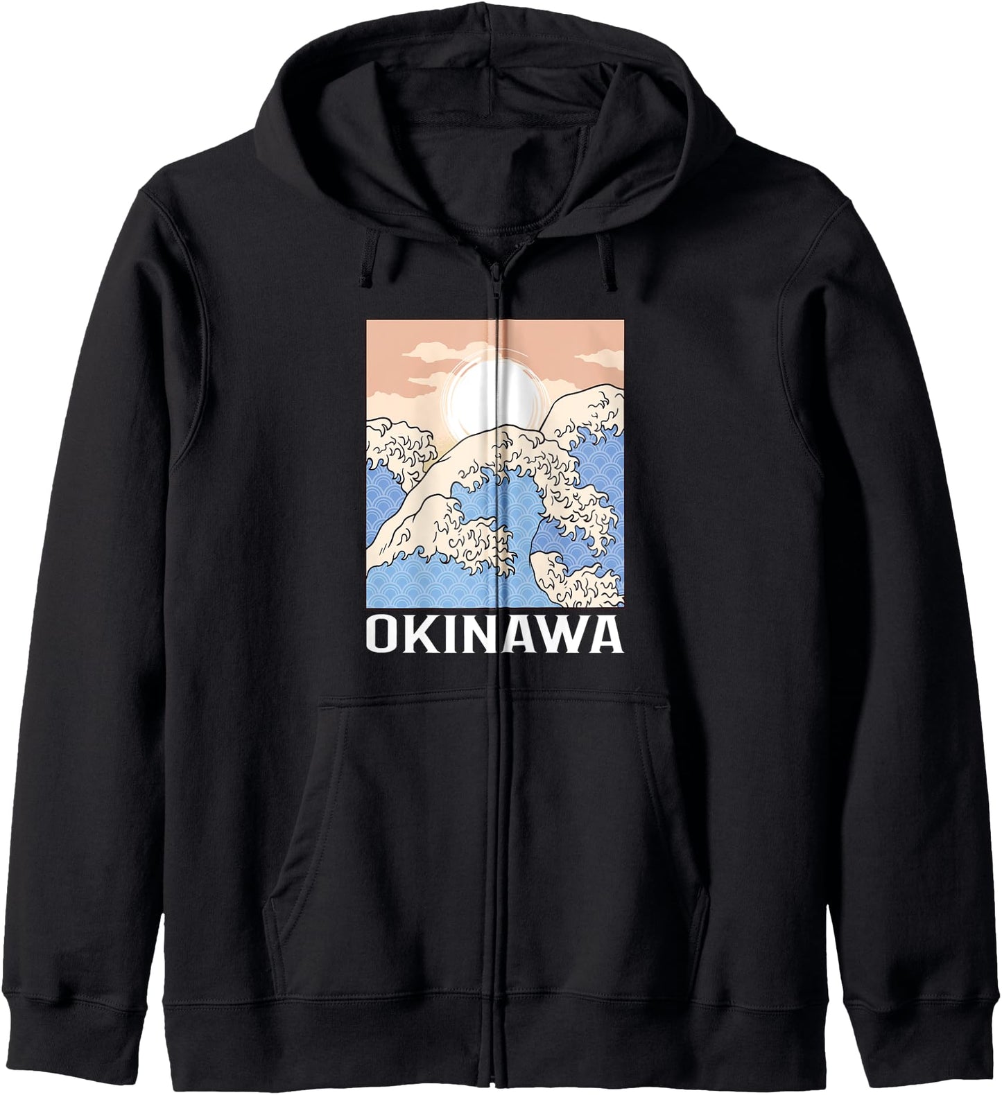 Okinawa Japan - Retro Kanagawa Japanese Wave Zip Hoodie