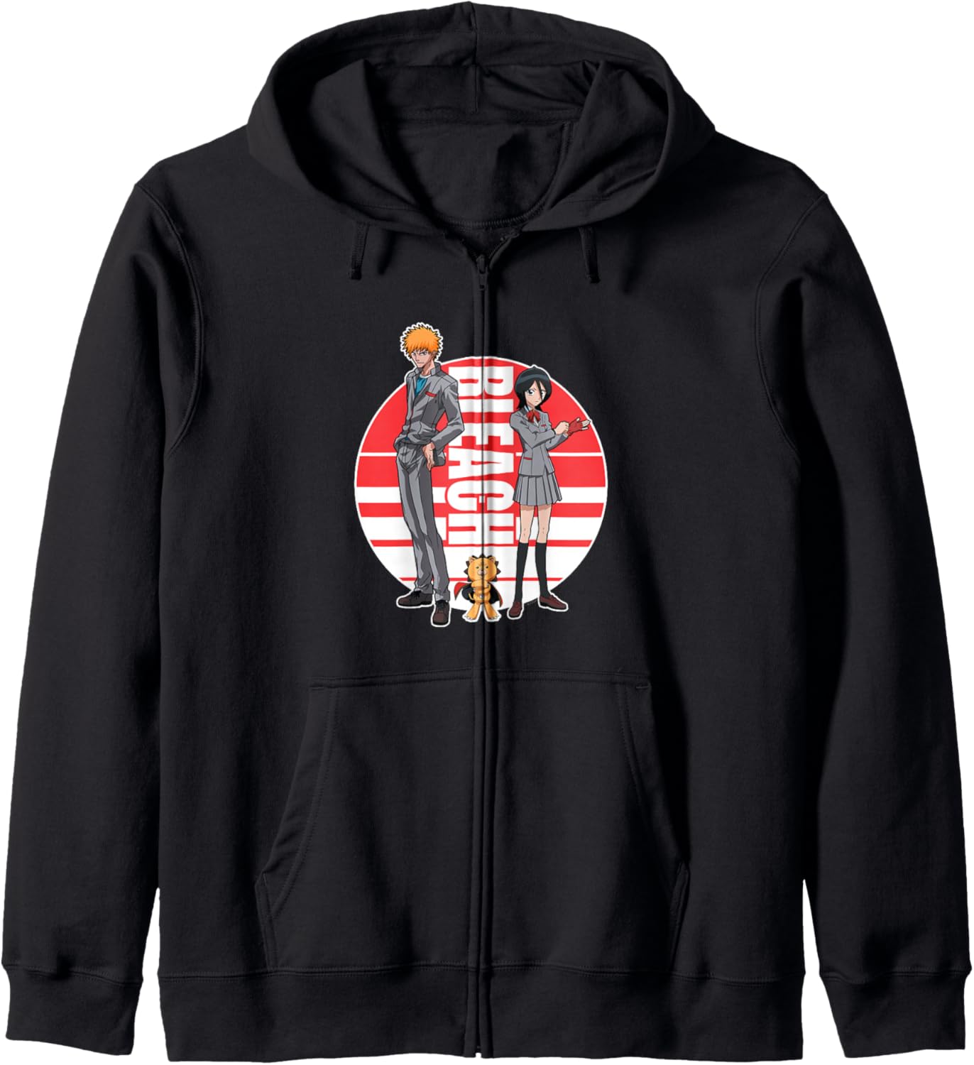 Bleach Ichigo Rukia and Kon Round Logo Anime Zip Hoodie