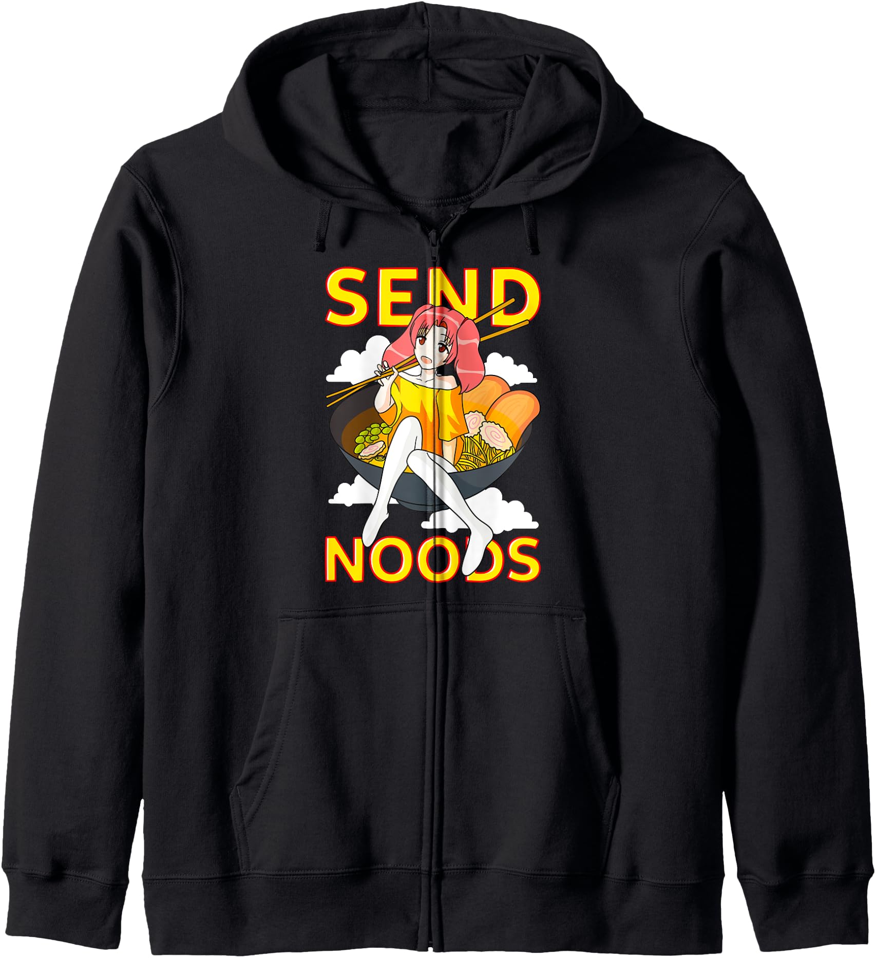 Funny quote send me noods kawaii, Japanese Anime Manga Zip Hoodie