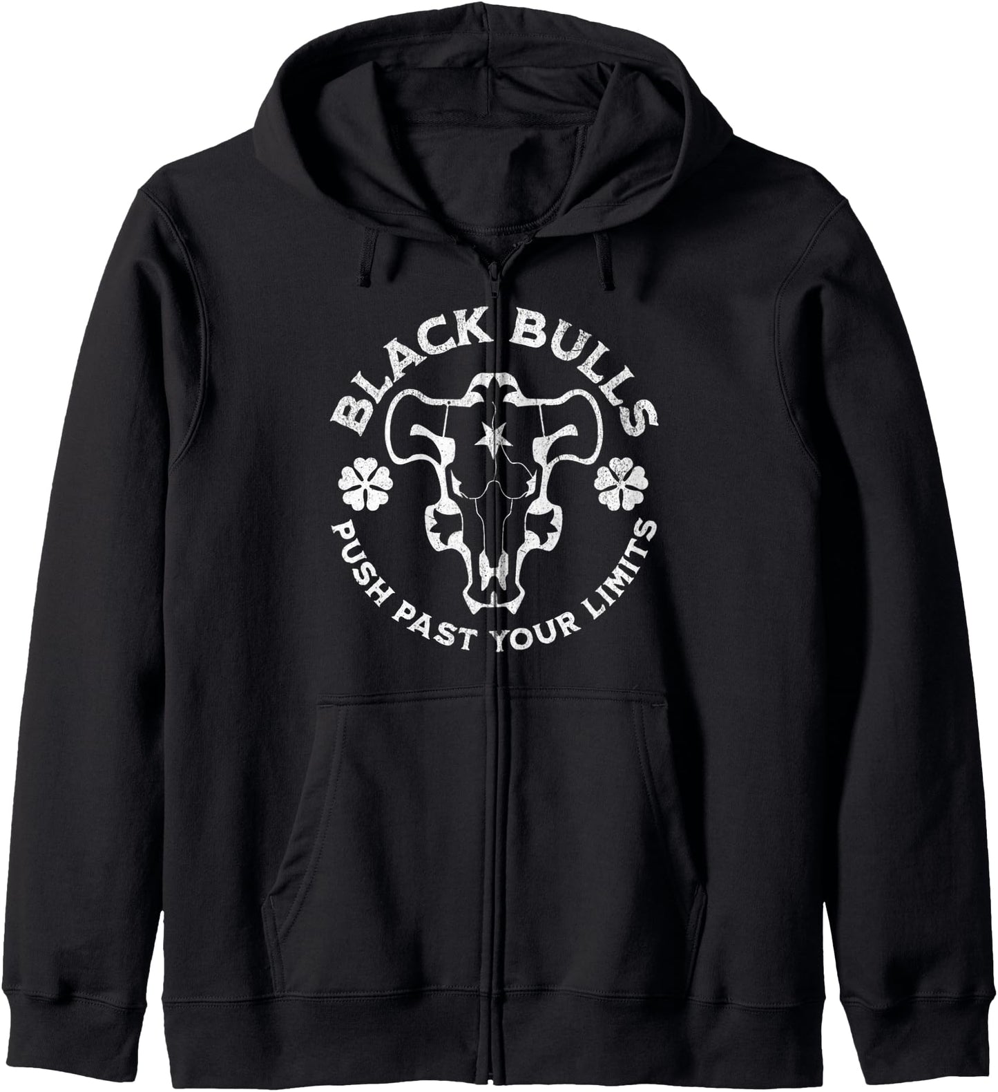Distressed Black Anime Clover Black Bulls Limits Hoodie