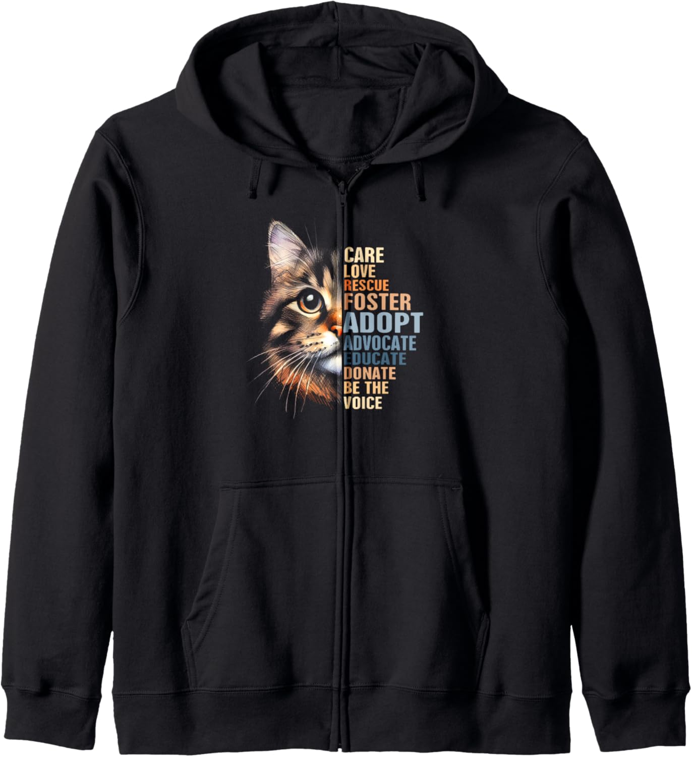 Cat Lover Cat Mom Adoption Loves Rescue Adopt Cat Rescue Zip Hoodie