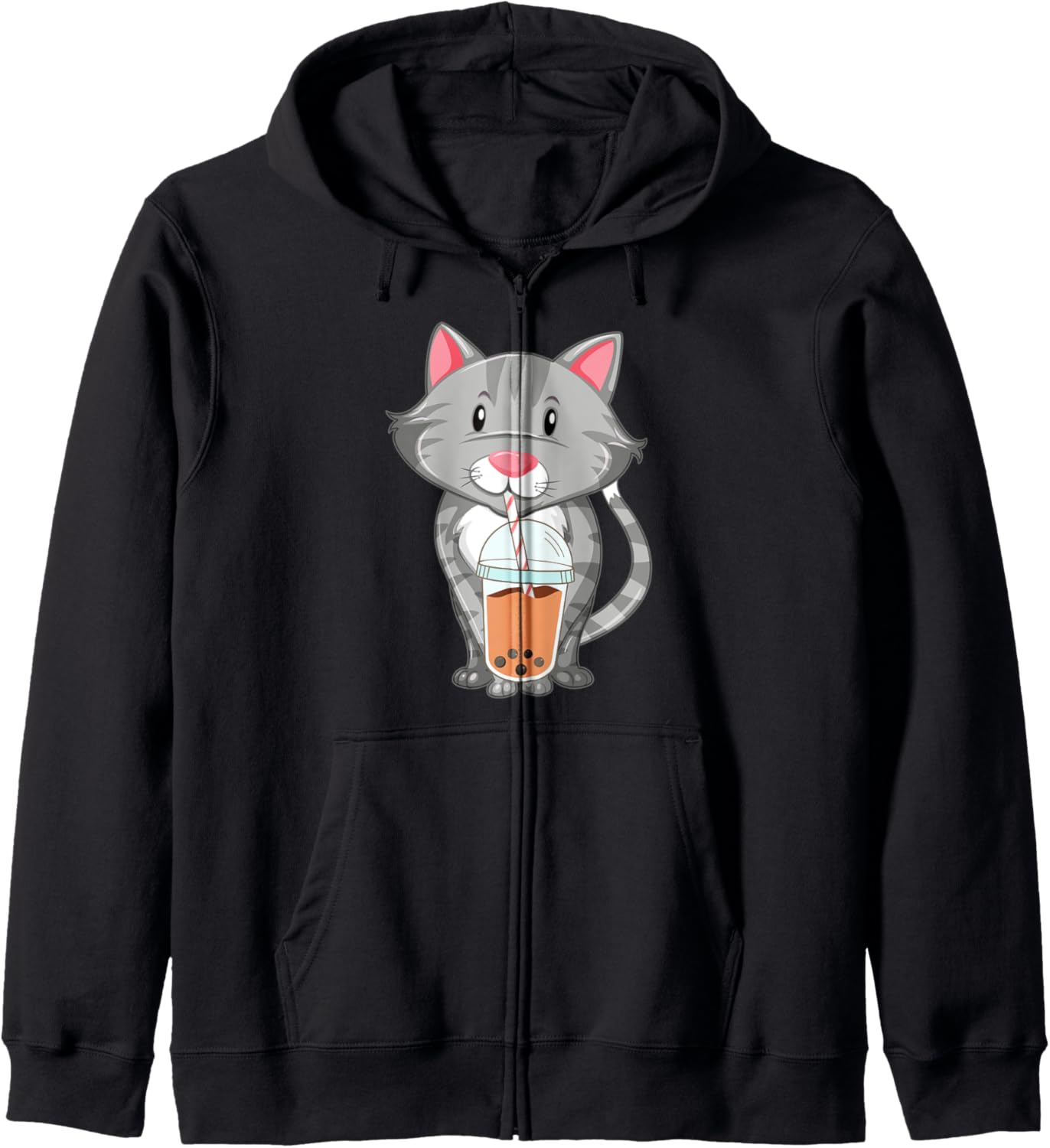 Anime Shirt Boba Tea Cat Lover Kawaii Japanese Anime Zip Hoodie