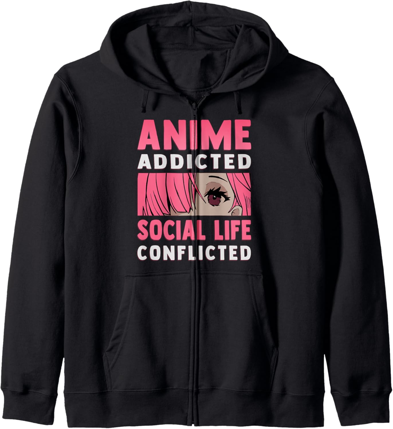 Anime Addicted - Social Life Conflicted - Otaku Anime Lover Zip Hoodie