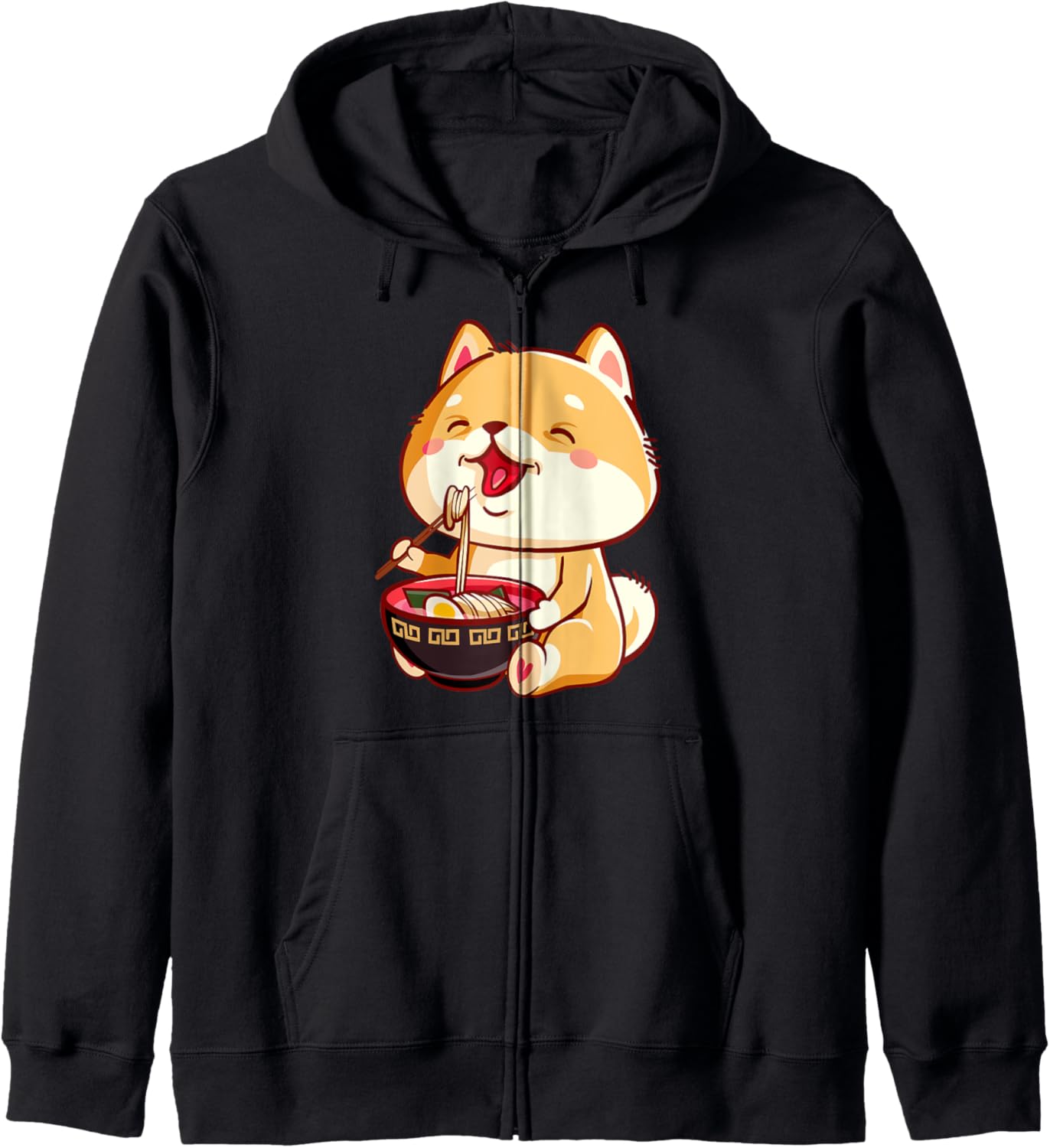 Shiba Inu Eats Ramen Noodles Funny Japanese Anime Hoodie
