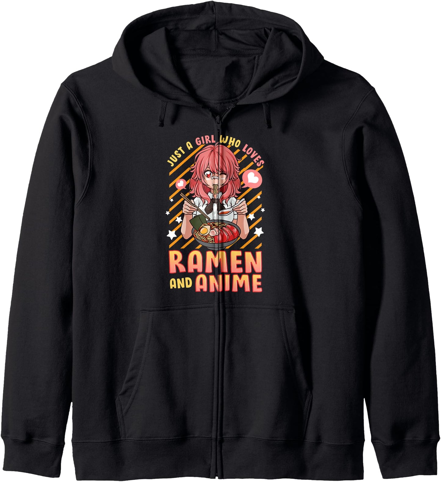 Just A Girl Who Loves Anime And Ramen Shirt Kawaii Japanese Zip Hoodie