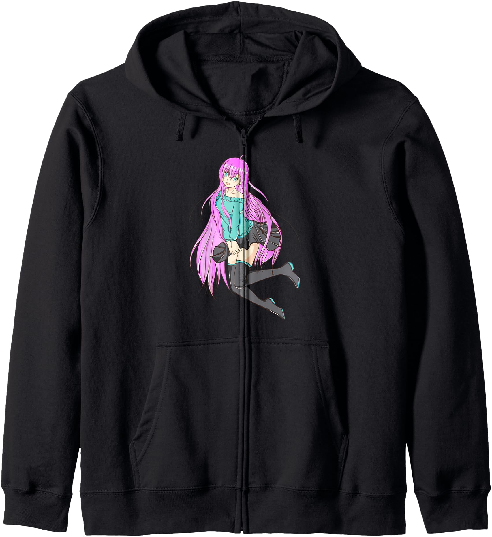 Sexy Schoolgirl - Cute Japanese Anime Zip Hoodie