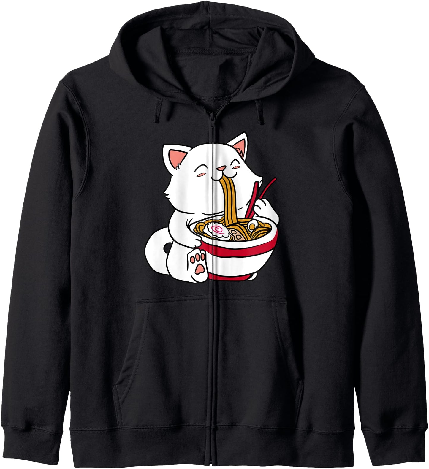 Kawaii Cat Eating Ramen Noodles Japanese Food Anime Hoodie