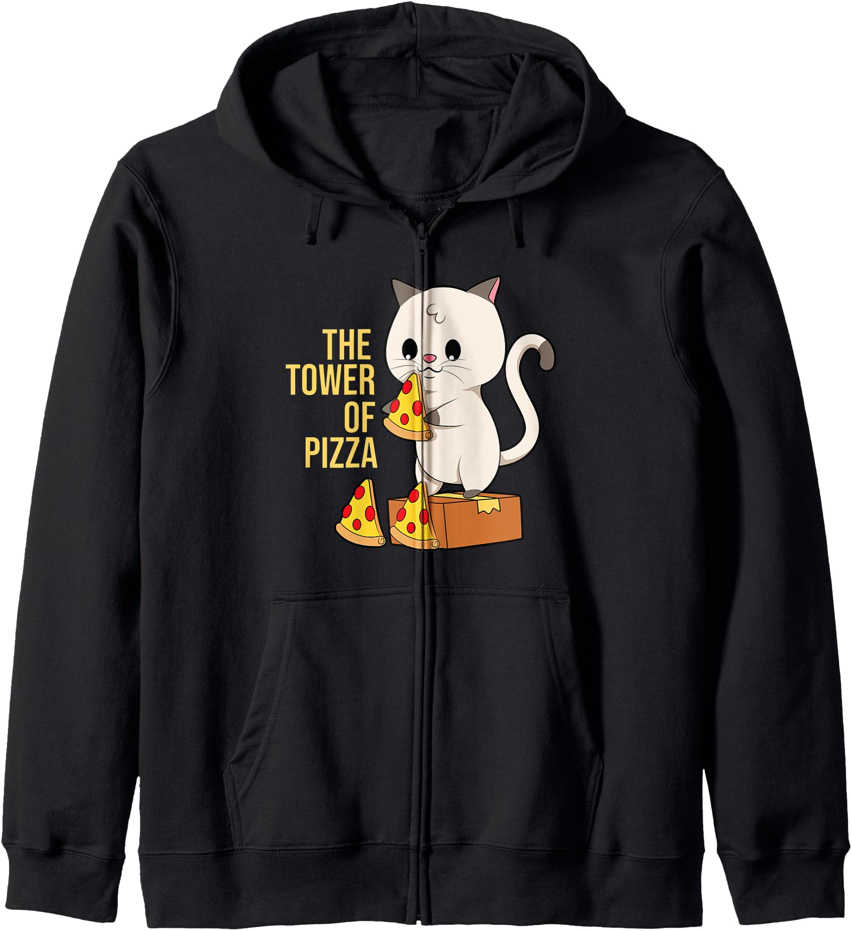 The Tower Of Pizza Cute Cat Kawaii Anime Japanese Zip Hoodie