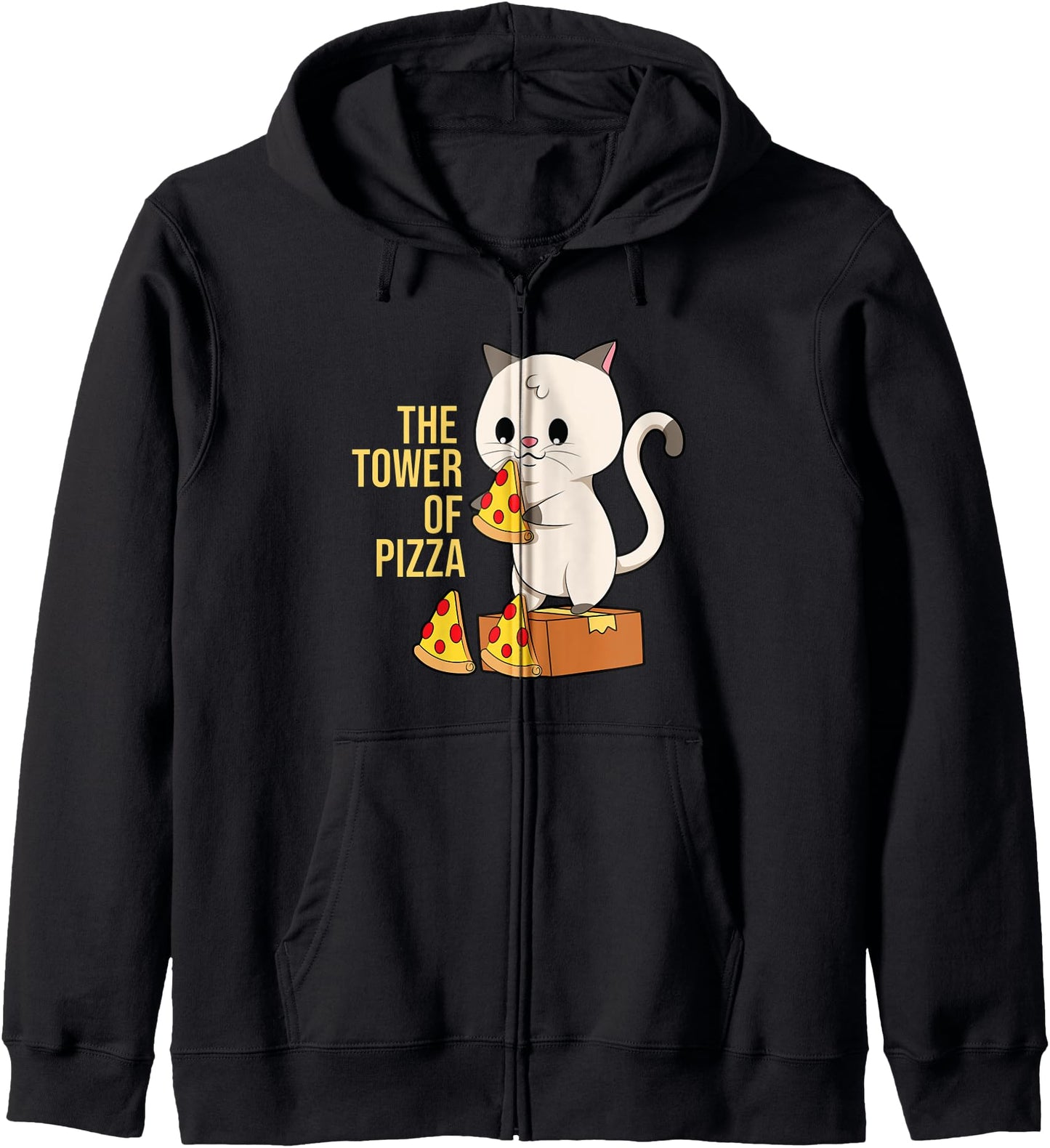 The Tower Of Pizza Cute Cat Kawaii Anime Japanese Zip Hoodie