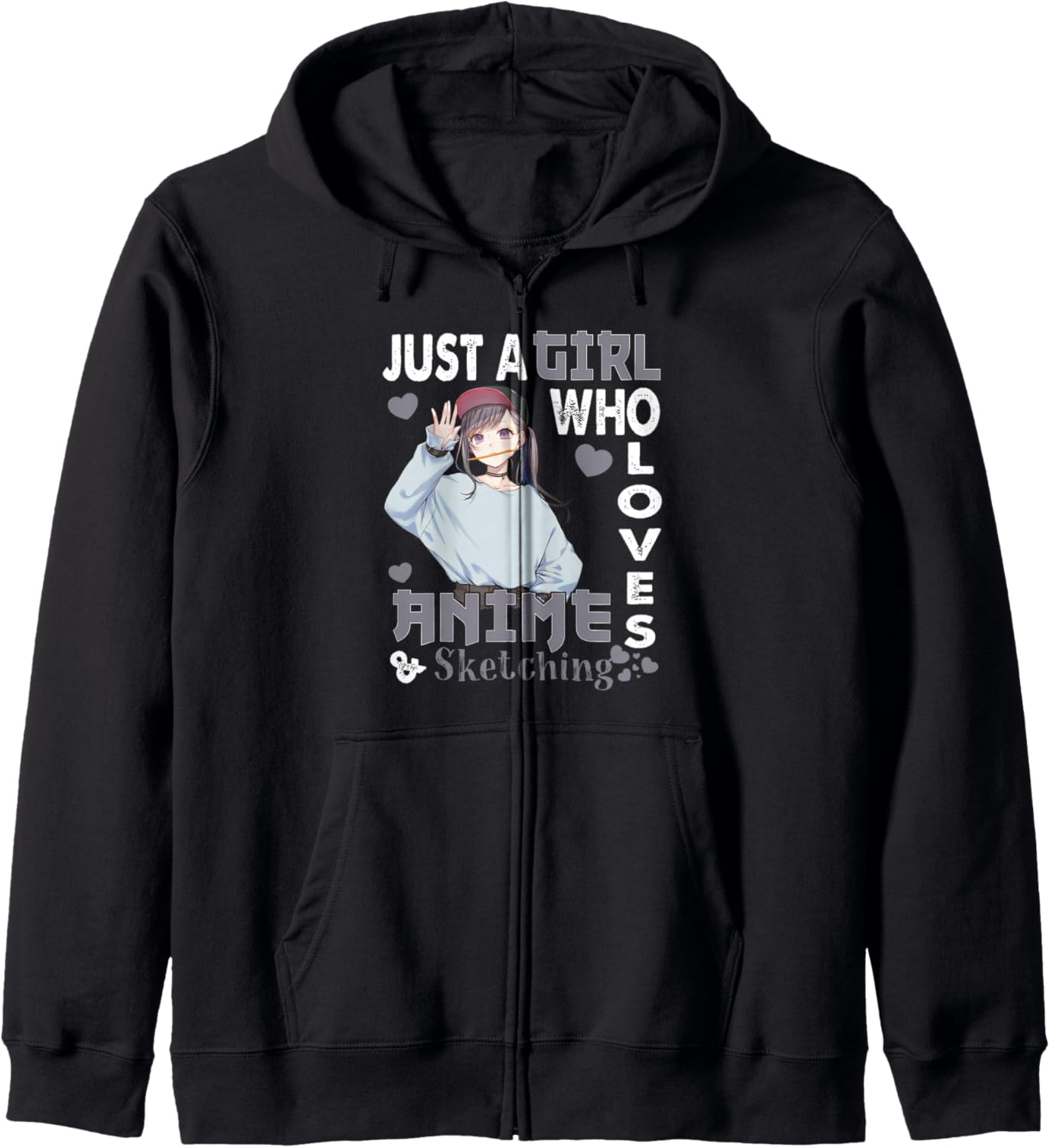 Japanese Anime Drawing Gifts Just A Girl Who Loves Sketching Zip Hoodie
