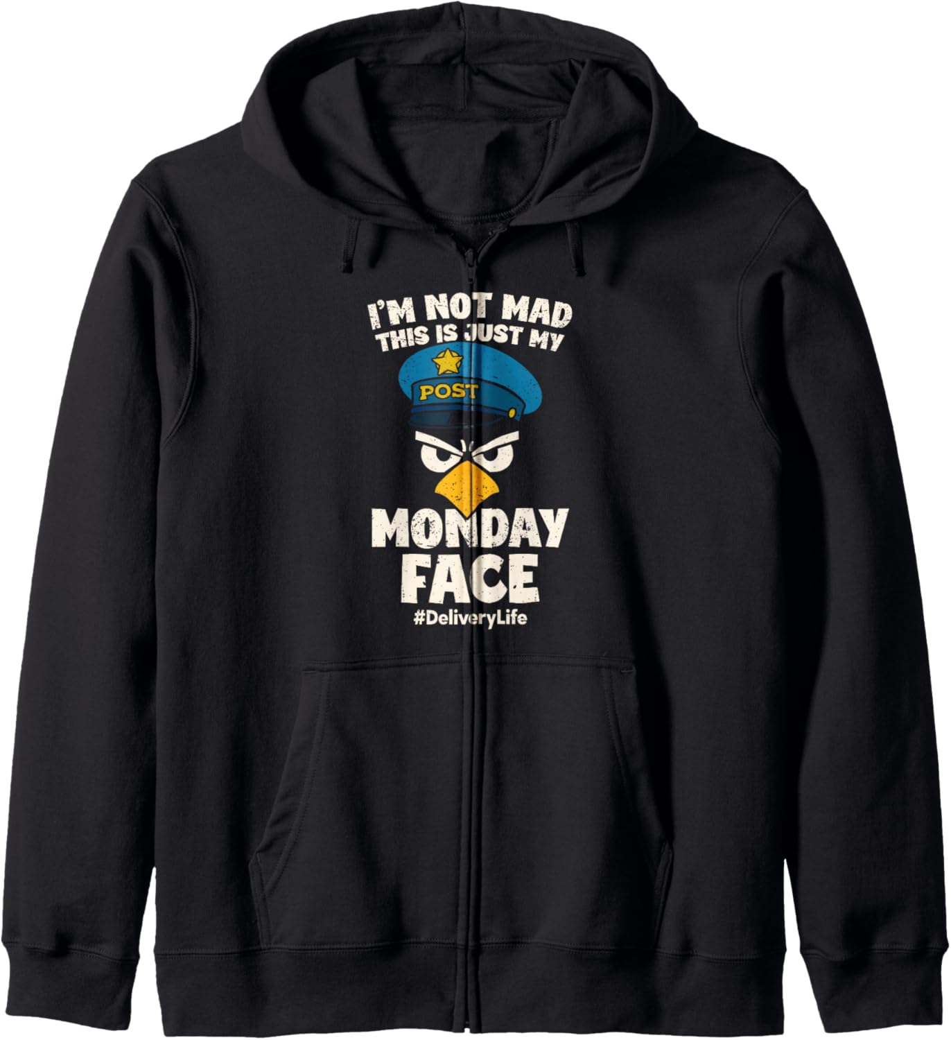 Mail Carrier Monday Face Funny Postal Worker Mailman Zip Hoodie