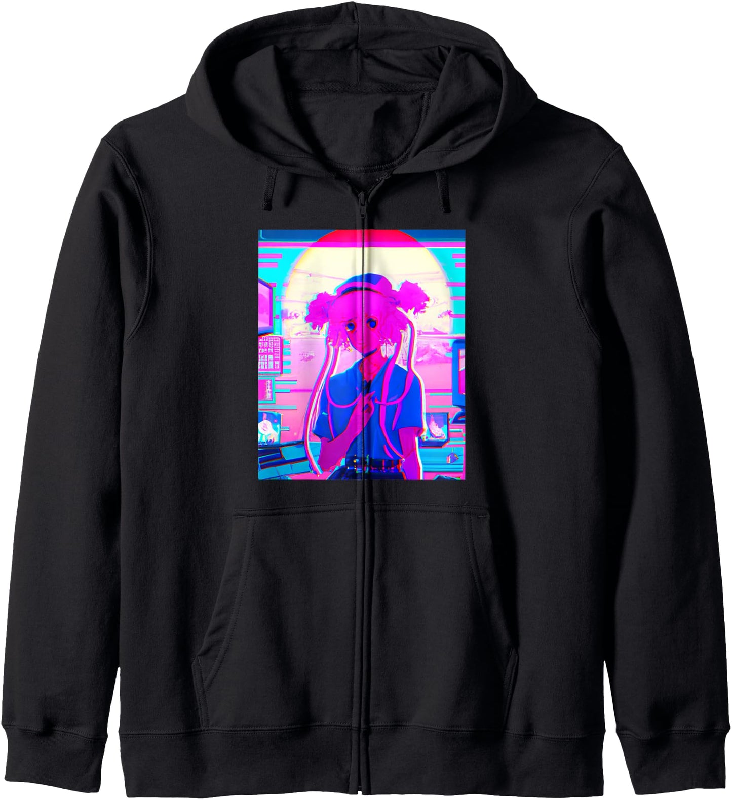 Pastel Aesthetic Anime Girl Synthwave Sad Girl Anime Merch Hoodie