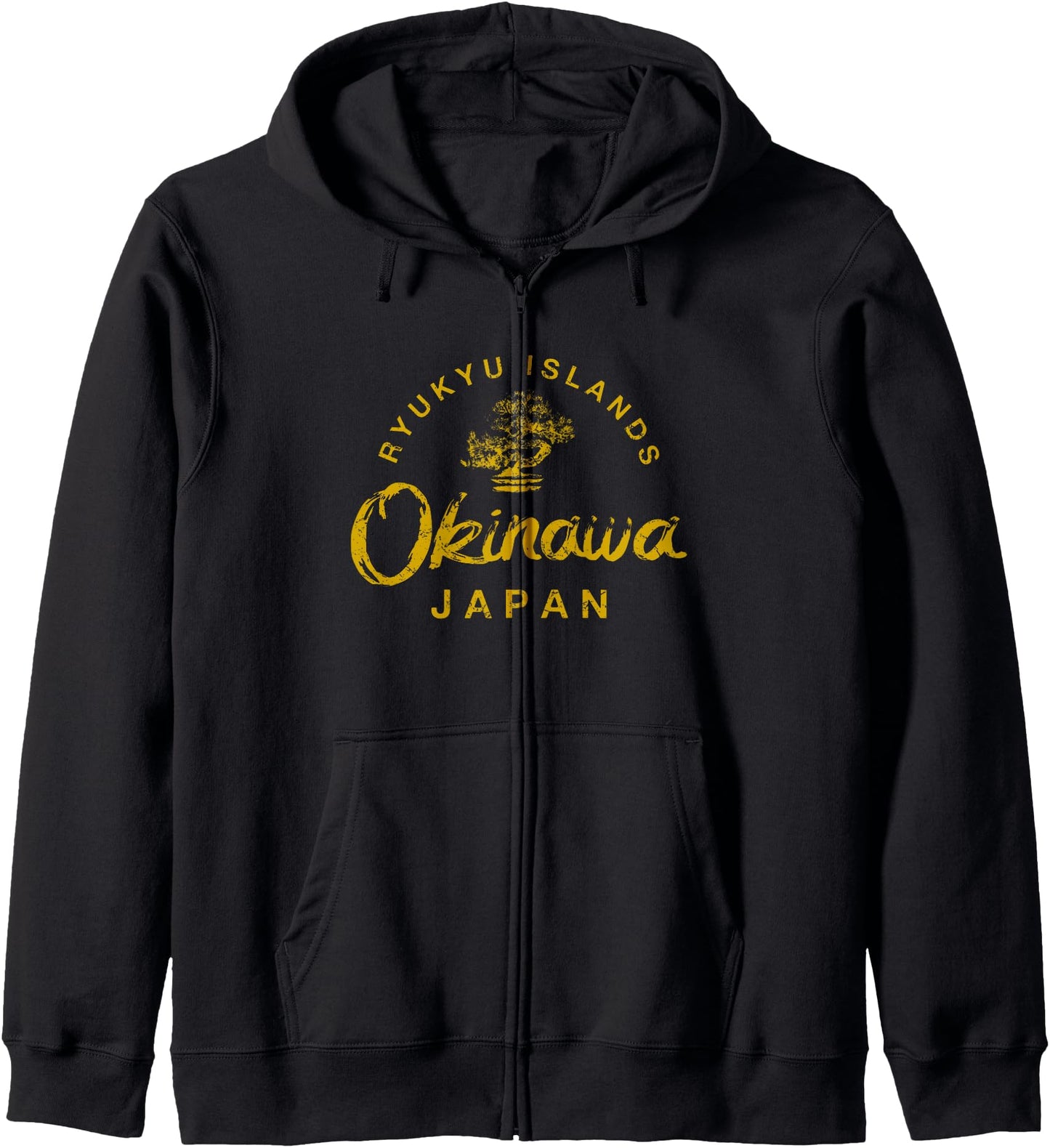 JAPAN Okinawa Bonsai Tree Japanese Vintage Zip Hoodie