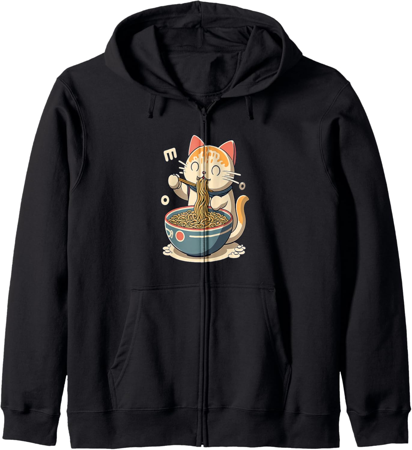 Cat Eating Ramen Cute Kawaii Anime Design Hoodie