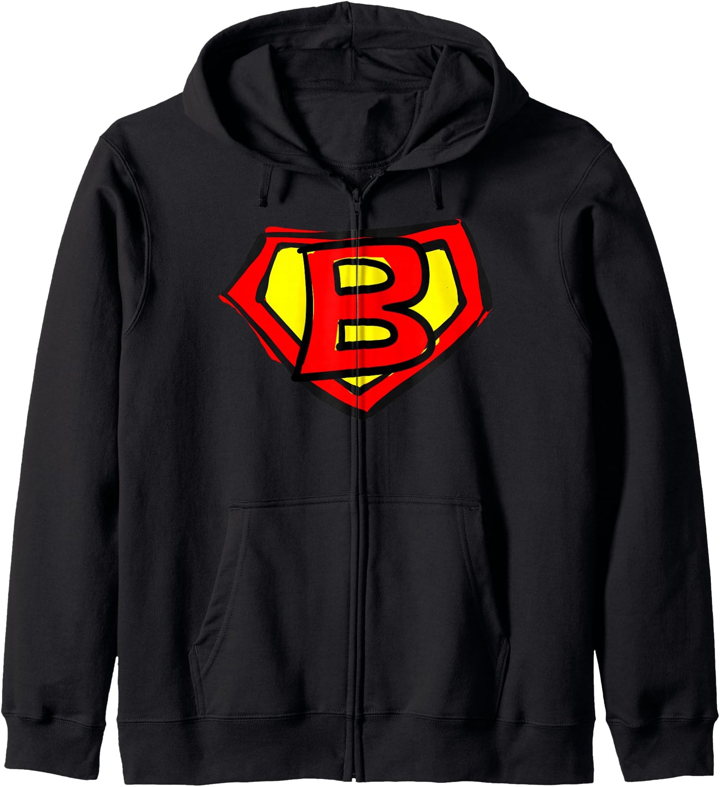 Superhero Letter on Chest B cute cartoon version Zip Hoodie