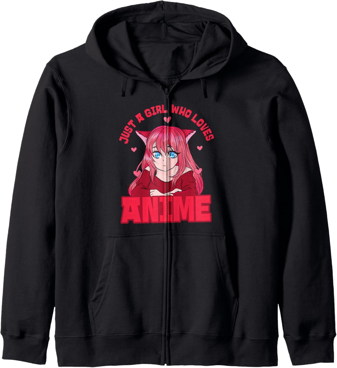 Anime Girl T-shirt Just Girl Who Loves Anime Animations Zip Hoodie