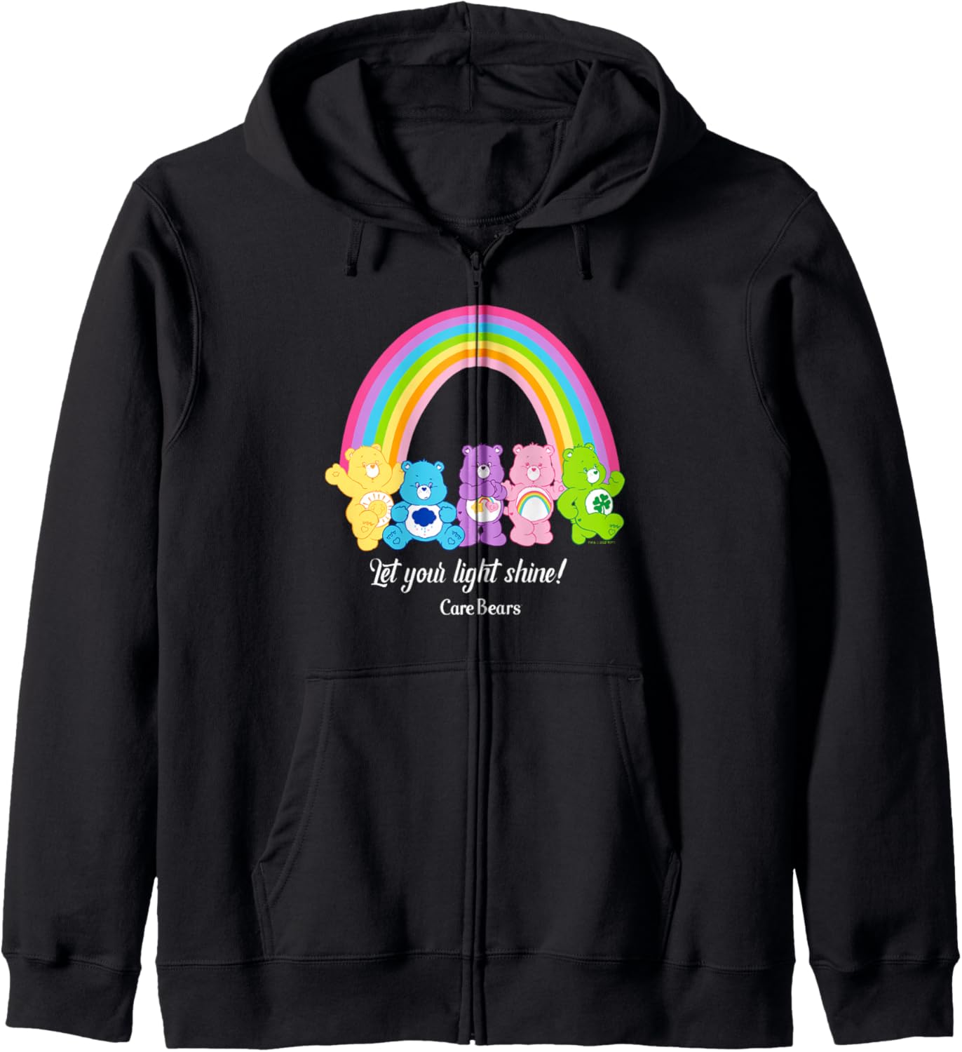 Care Bears Let Your Light Shine Vintage Rainbow Group Poster Zip Hoodie