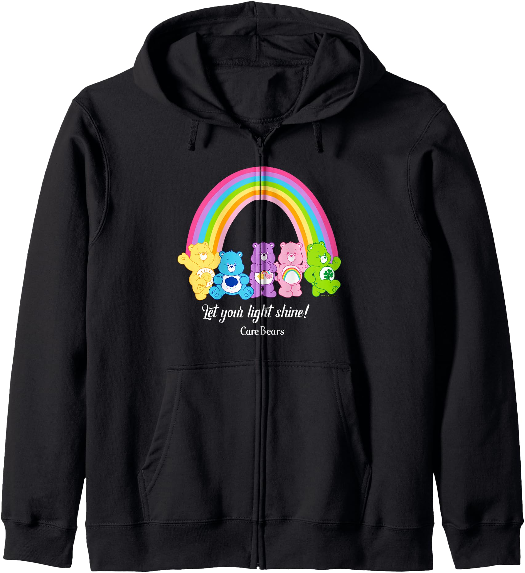 Care Bears Let Your Light Shine Vintage Rainbow Group Poster Zip Hoodie