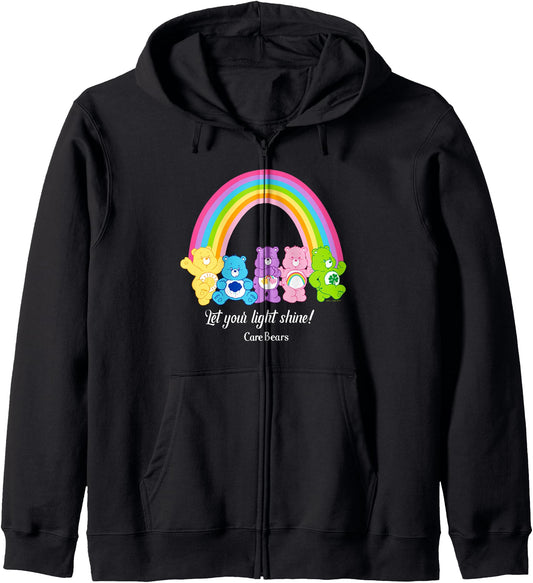 Care Bears Let Your Light Shine Vintage Rainbow Group Poster Zip Hoodie