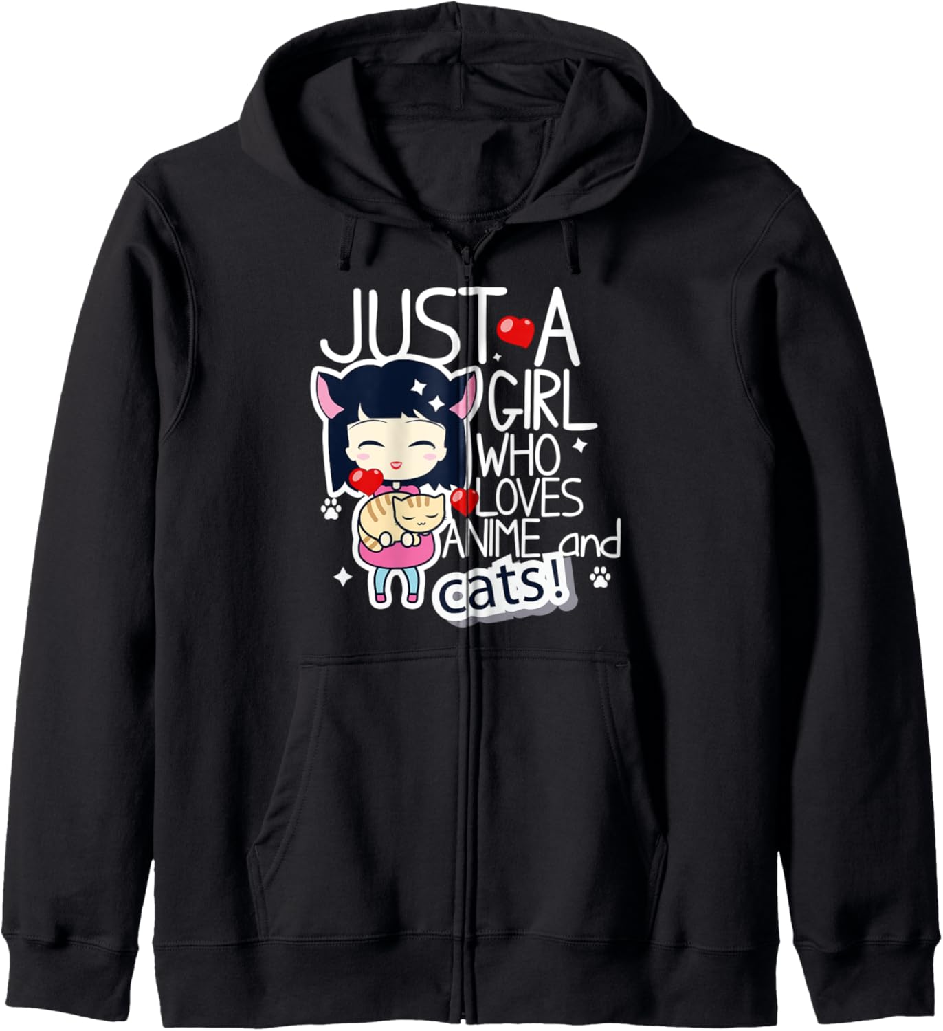 Just a Girl Who Loves Anime and Cats Cute Kawaii Anime Merch Hoodie