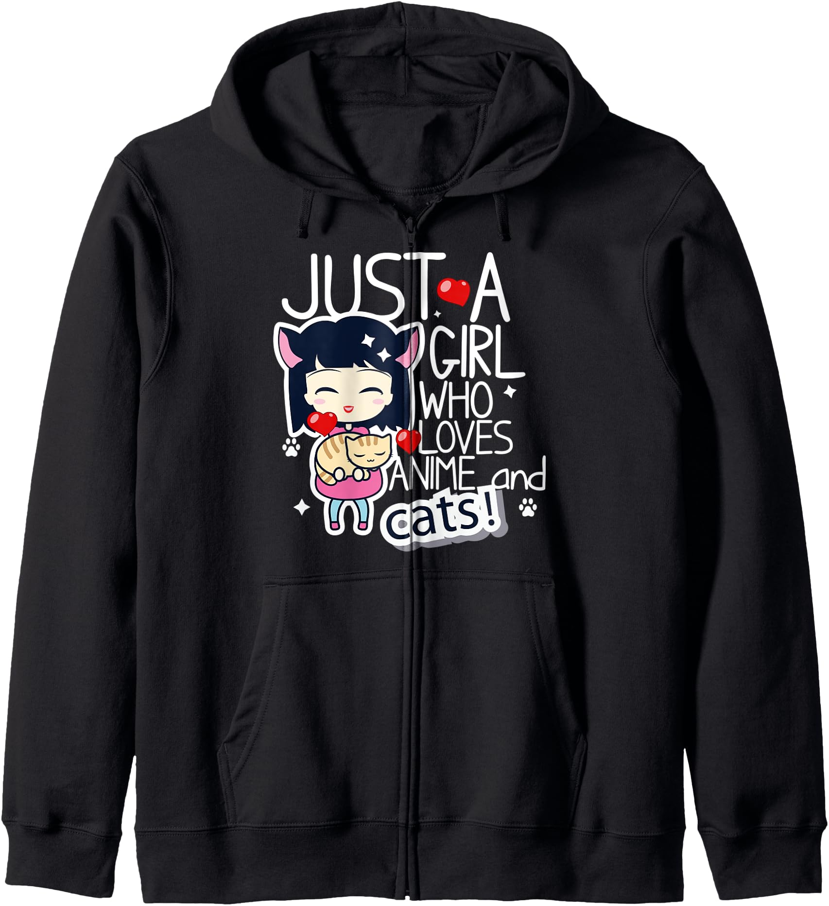 Just a Girl Who Loves Anime and Cats Cute Kawaii Anime Merch Hoodie