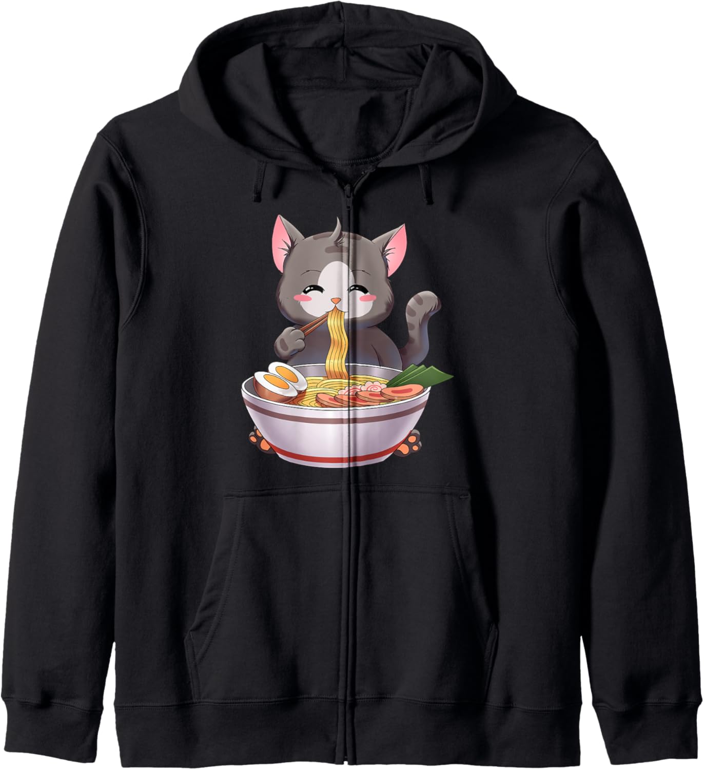 Ramen Cat Japanese Kawaii Anime Zip Hoodie