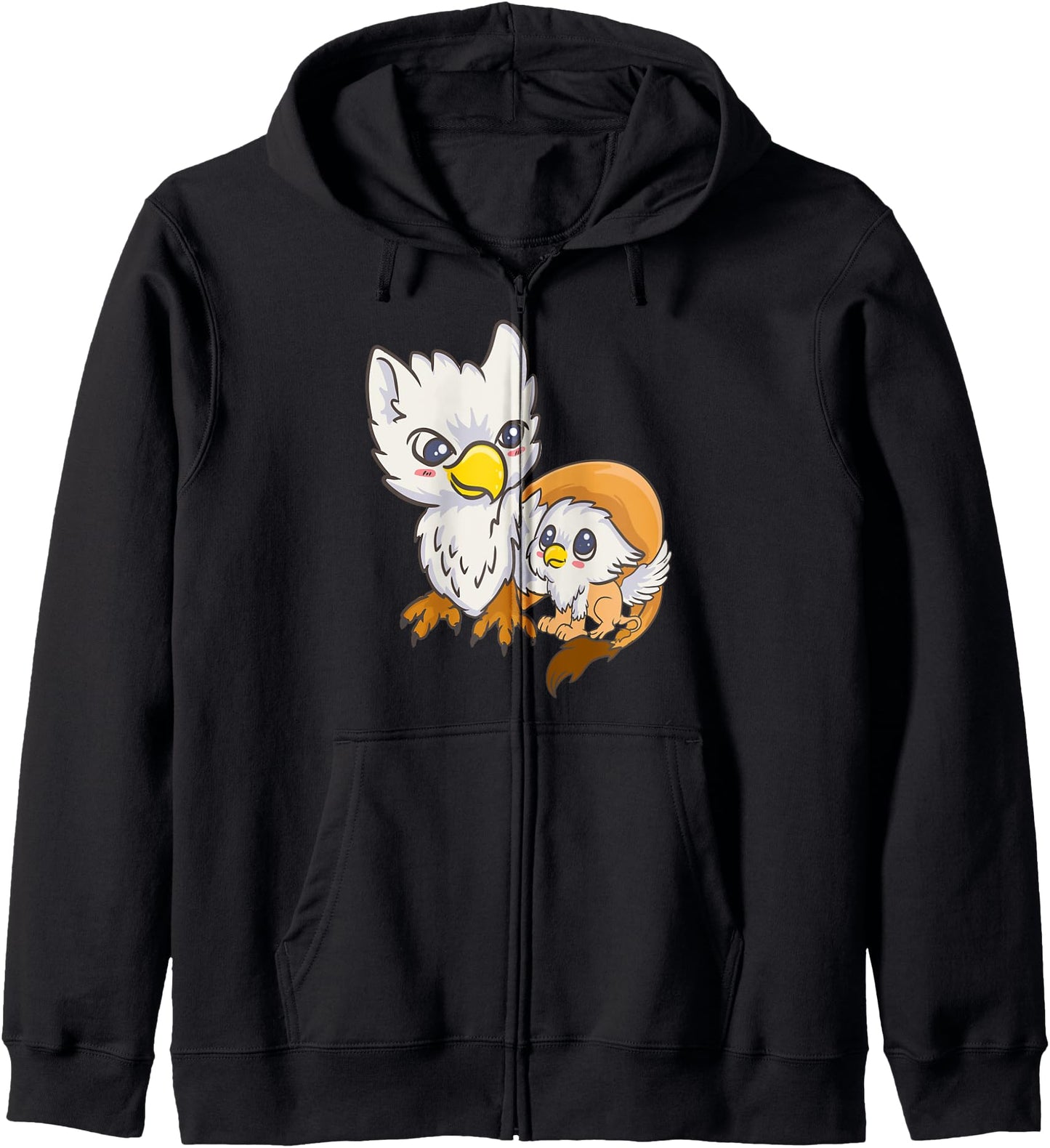 Sweet Gryphon Family Birds - Cute Kawaii Anime Japanese Zip Hoodie