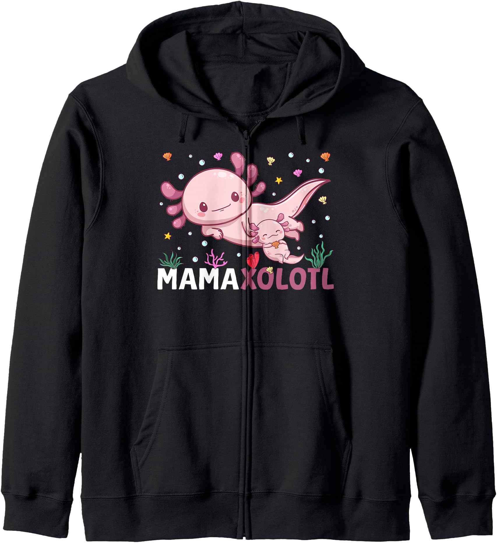 MamaXolotl Mother's Day Daughter Axolotl Mom Mother's Day Zip Hoodie