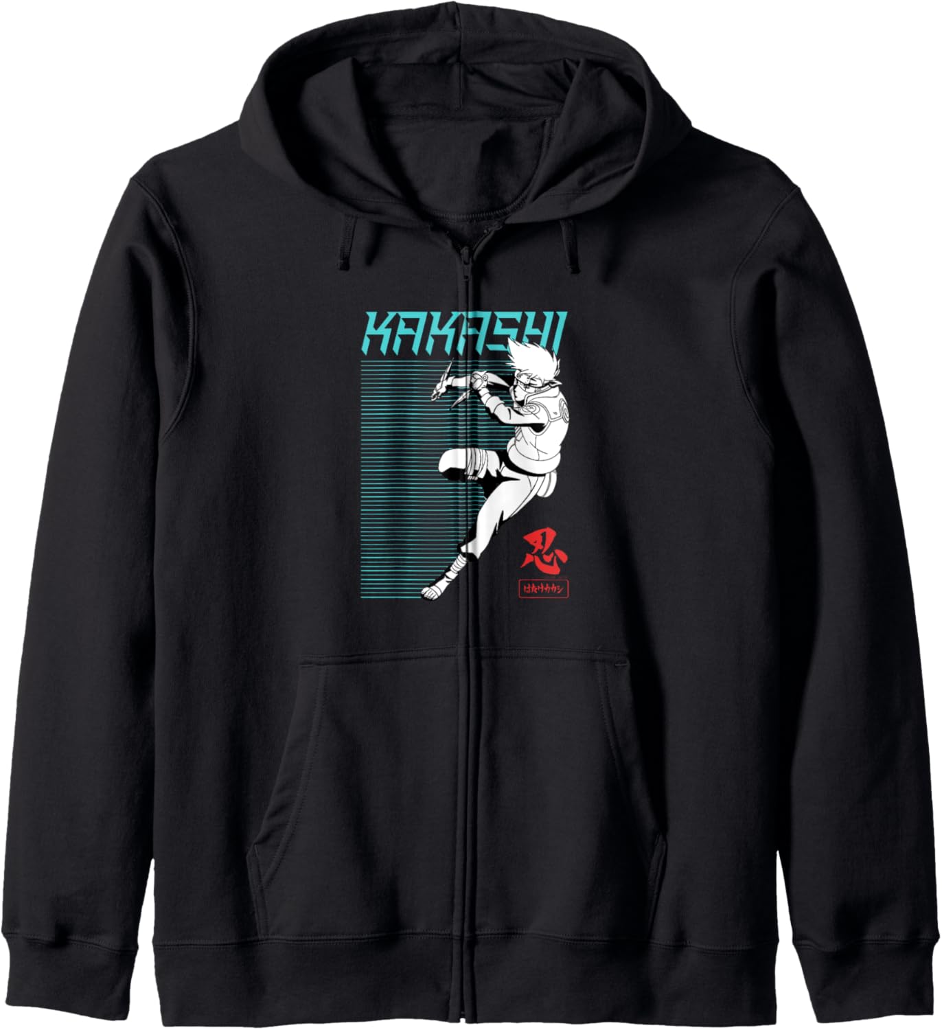 Naruto Shippuden Kakashi Outline Action Lines Anime Zip Hoodie