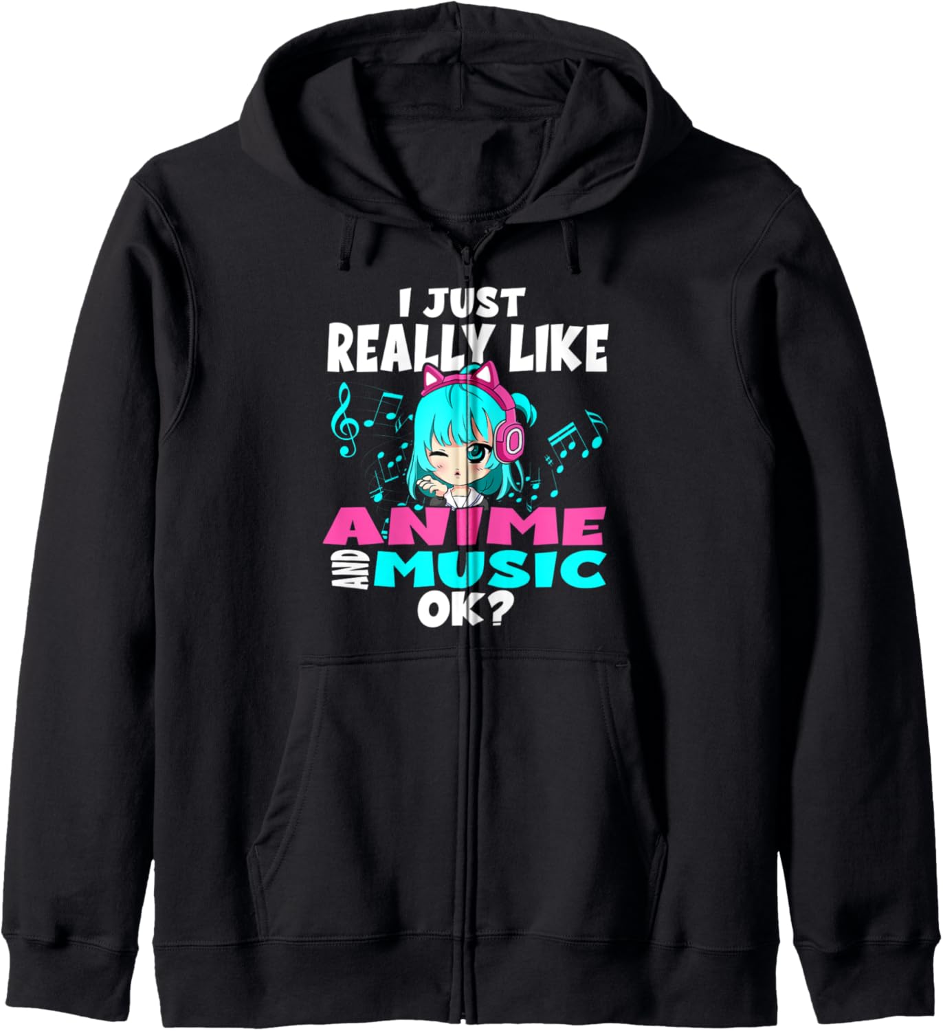 Anime and music Kawaii chibi graphic teen anime girl Hoodie