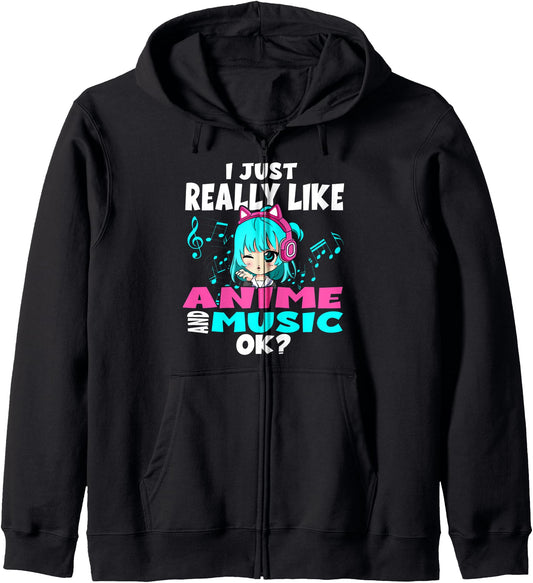 Anime and music Kawaii chibi graphic teen anime girl Hoodie