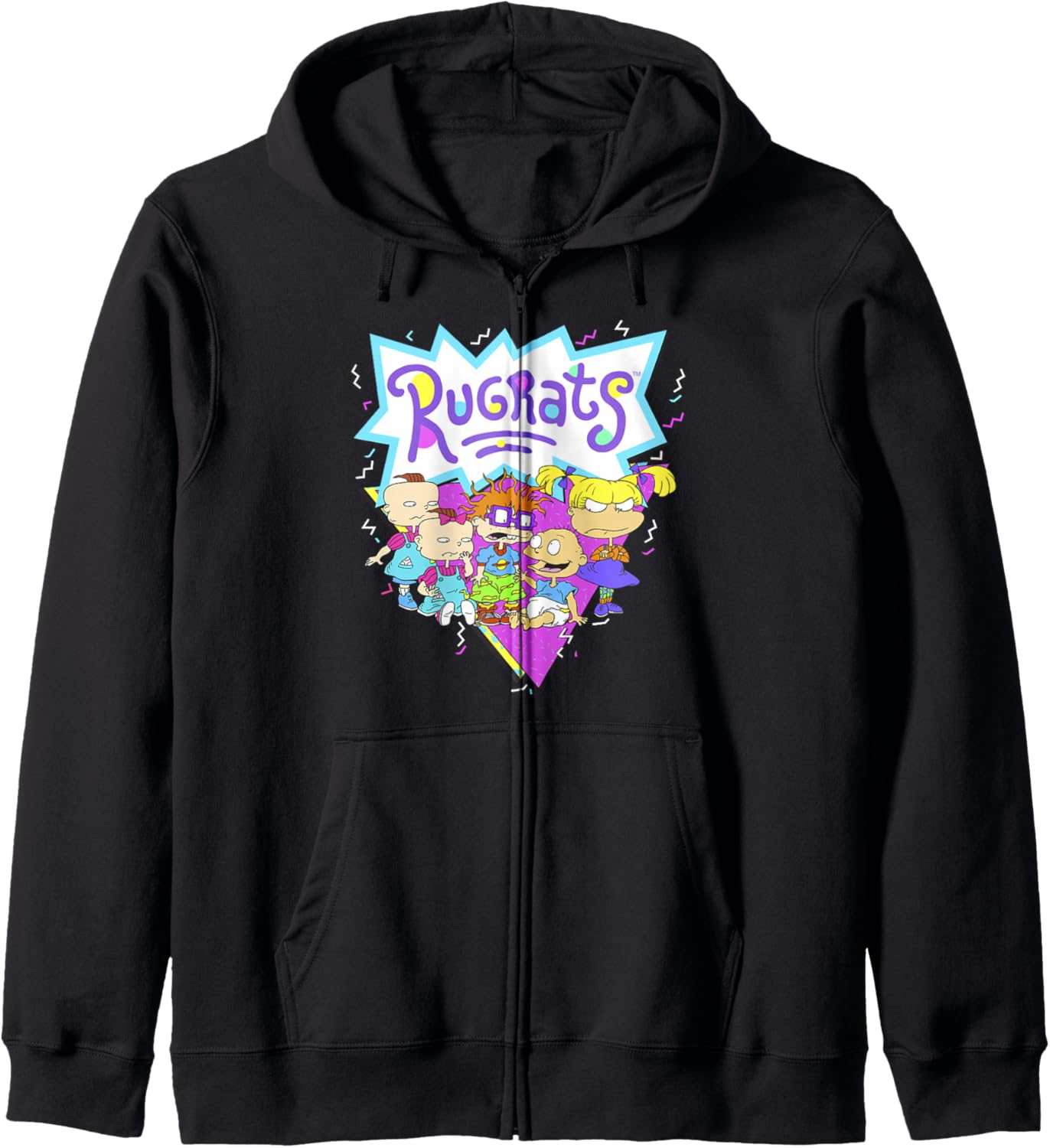 Rugrats Group Shot Retro Geometric Logo Zip Hoodie