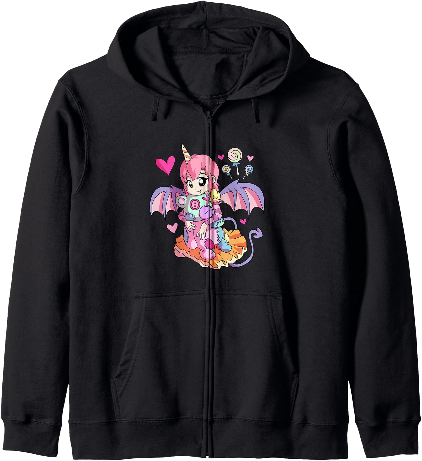 Kawaii Pastel Goth Chibi Girl Cute Creepy Bear Anime Girl Hoodie