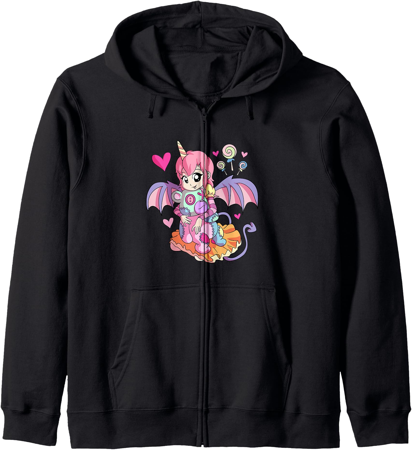 Kawaii Pastel Goth Chibi Girl Cute Creepy Bear Anime Girl Hoodie
