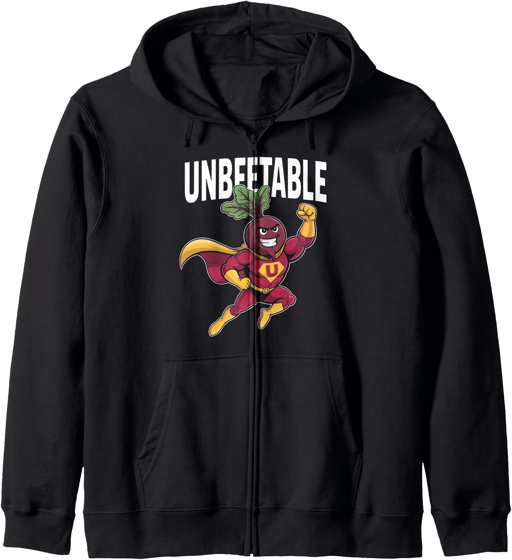 Unbeetable Superhero Beetroot Power Graphic Zip Hoodie