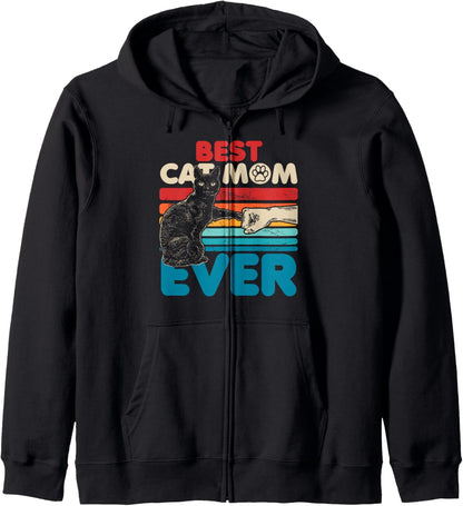 Cat Mom and Cat Fist Bump Cat Mother's Day Cat Lover Owner Zip Hoodie
