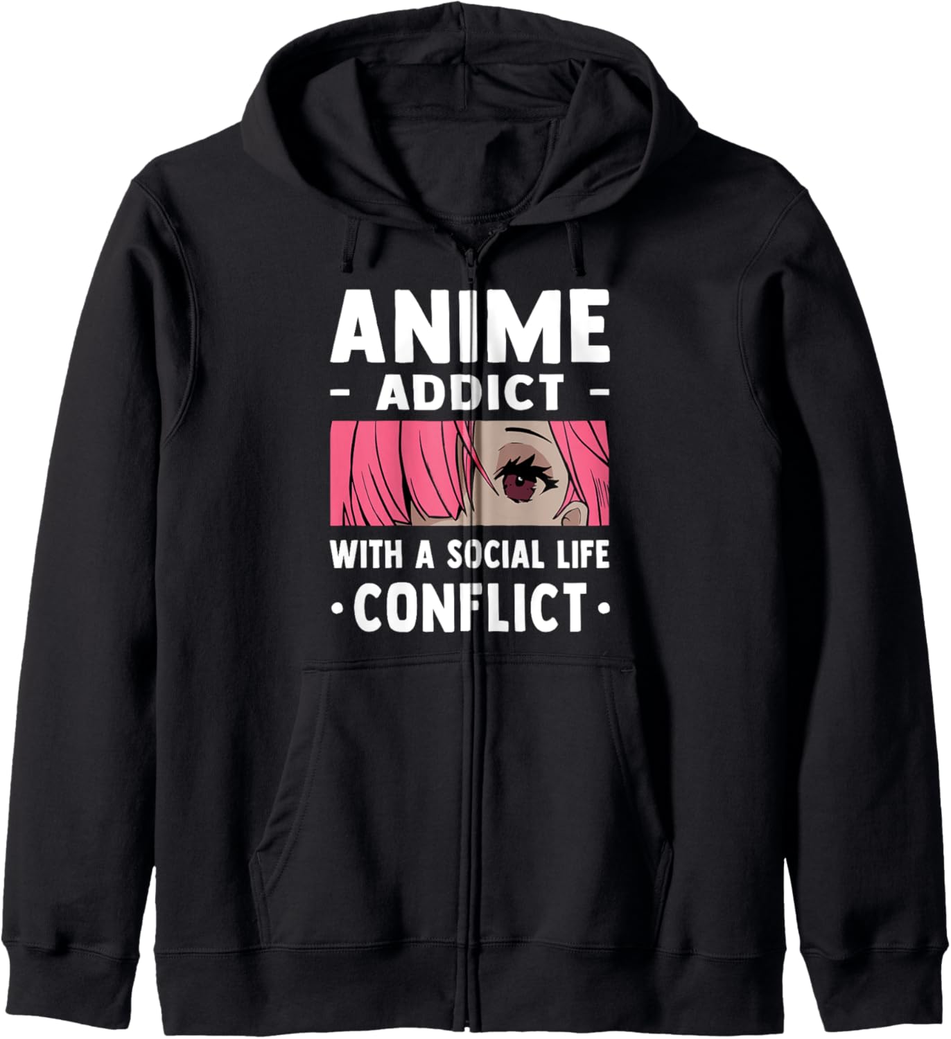 Anime Addict With A Social Life Conflict - Otaku Anime Lover Zip Hoodie