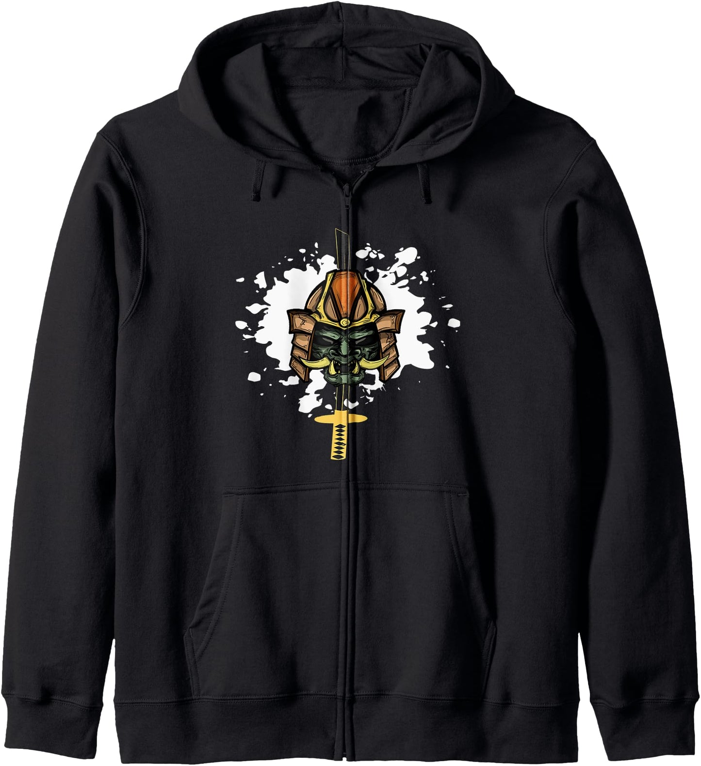 Bushido Samurai Word Japanese Samurai Mask Zip Hoodie