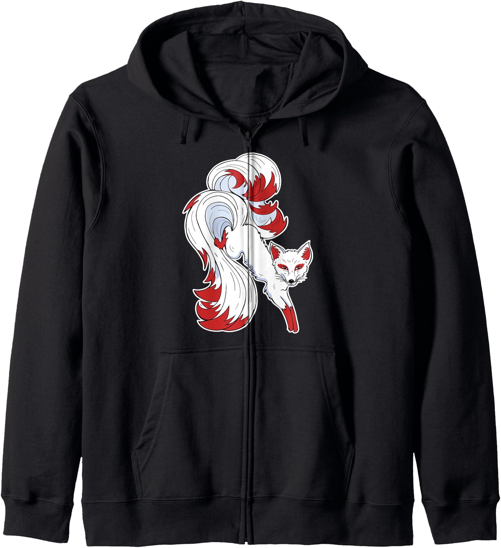 Japanese Nine Tailed Fox Zip Hoodie