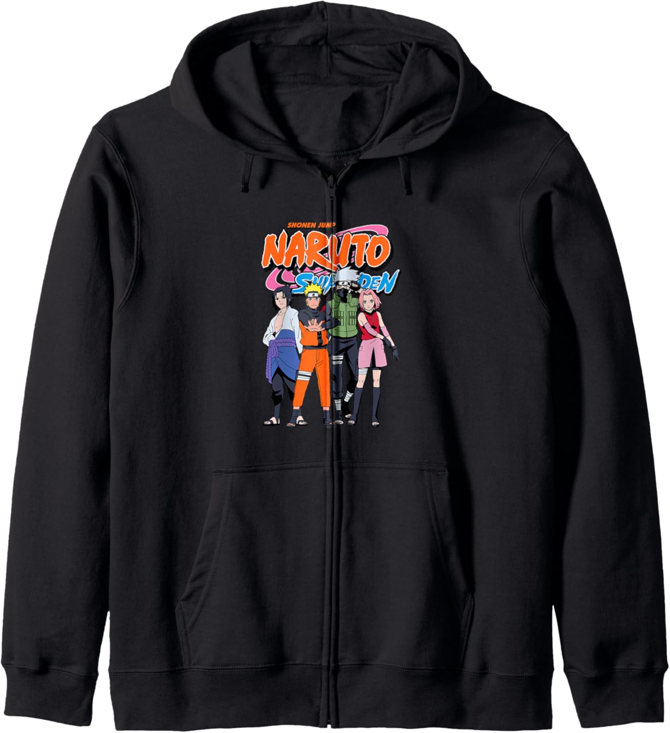 Naruto Shippuden Team 7 with Naruto Logo Anime Zip Hoodie
