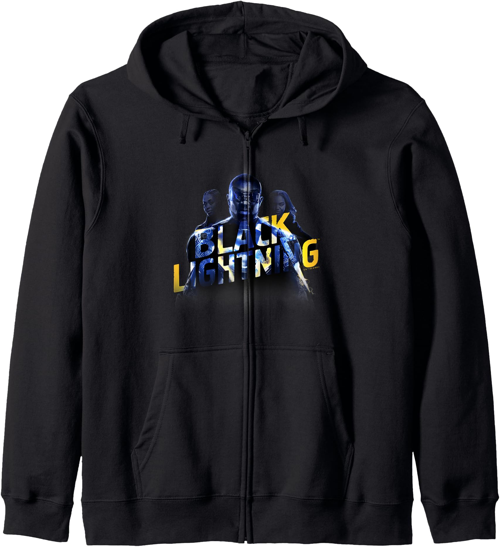 Black Lightning Super Hero Vigilante Character Logo Zip Hoodie